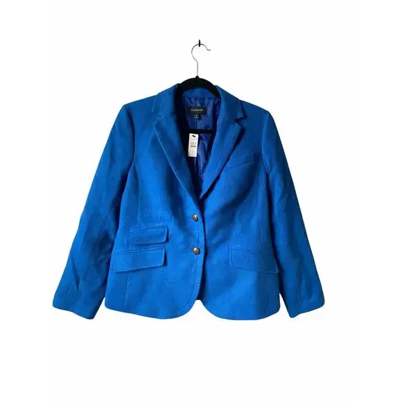 NWT Talbots Blue Wool Blend 2 Crested Button Lined Career Blazer Jacket Sz 12